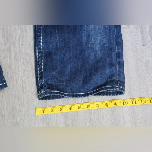 $220 Mens Rock Revival Jeans "Robert" Thick Leather Inserts Straight 38x32 - Picture 4 of 6